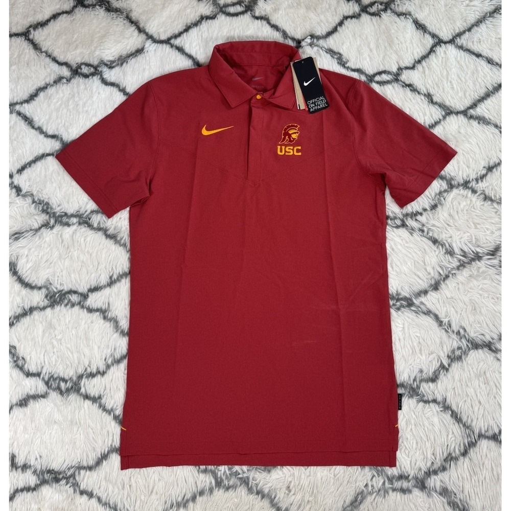 NIKE Dri-Fit USC Trojans Sideline Coaches Golf Polo Red Men's Sz S *NEW* $85